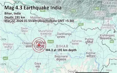 இந்தியாவில் பதிவான நில நடுக்கம்.