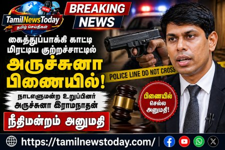 கைத்துப்பாக்கி மிரட்டல் குற்றச்சாட்டு: எம்.பி. அருச்சுனா இராமநாதன் பிணையில் விடுவிப்பு